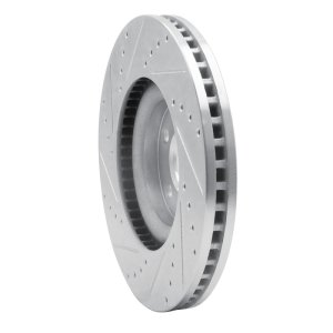 Ford Edge Brake Rotor (1) - Front Right - R1 Concepts - Drilled & Slotted - Silver - `15-`20